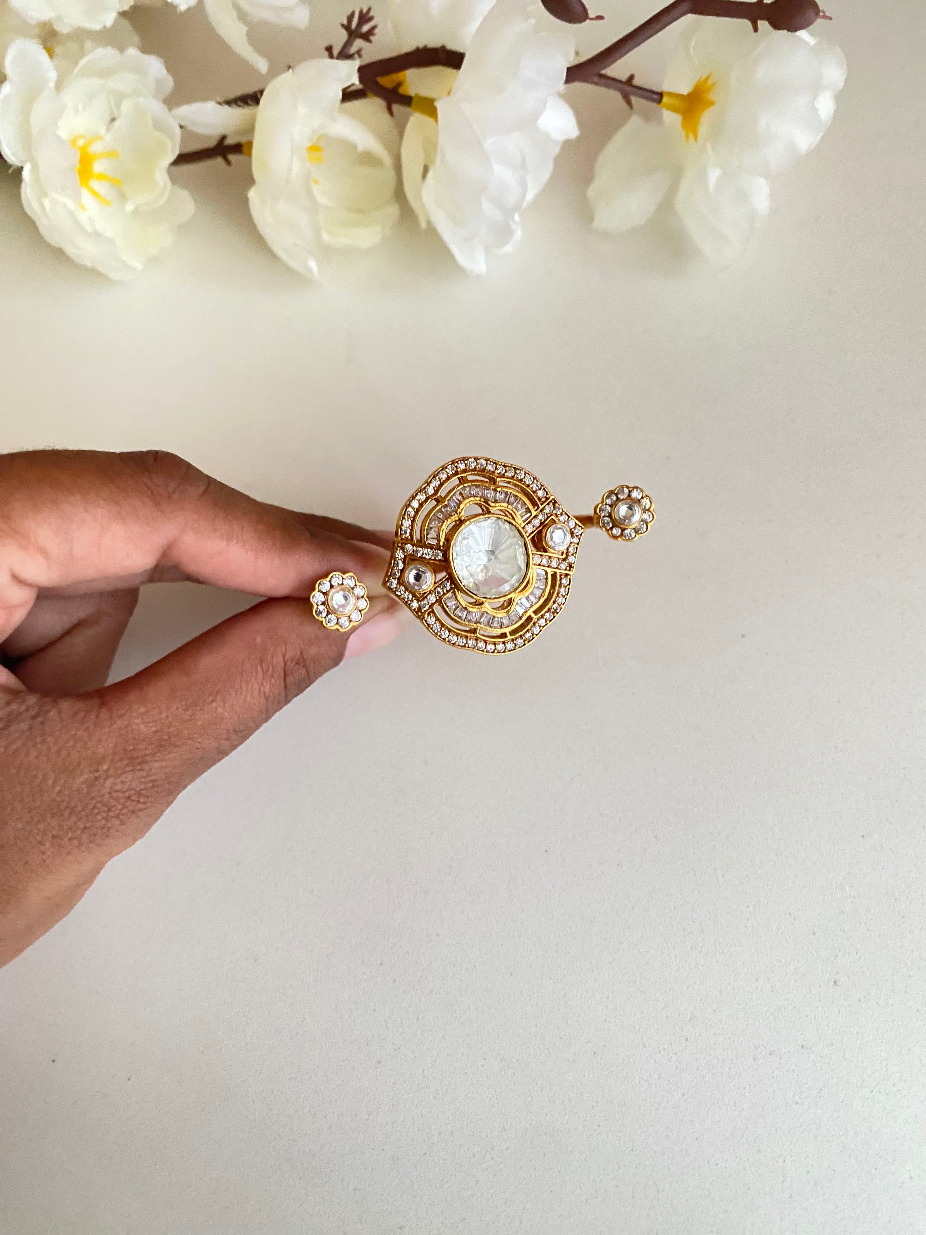 Moissanite Polki Ring
