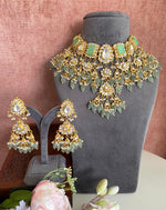 Kundan Necklace Set in Mint drops