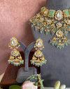 Kundan Necklace Set in Mint drops