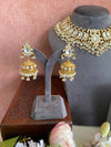 Kundan necklace set in pearls