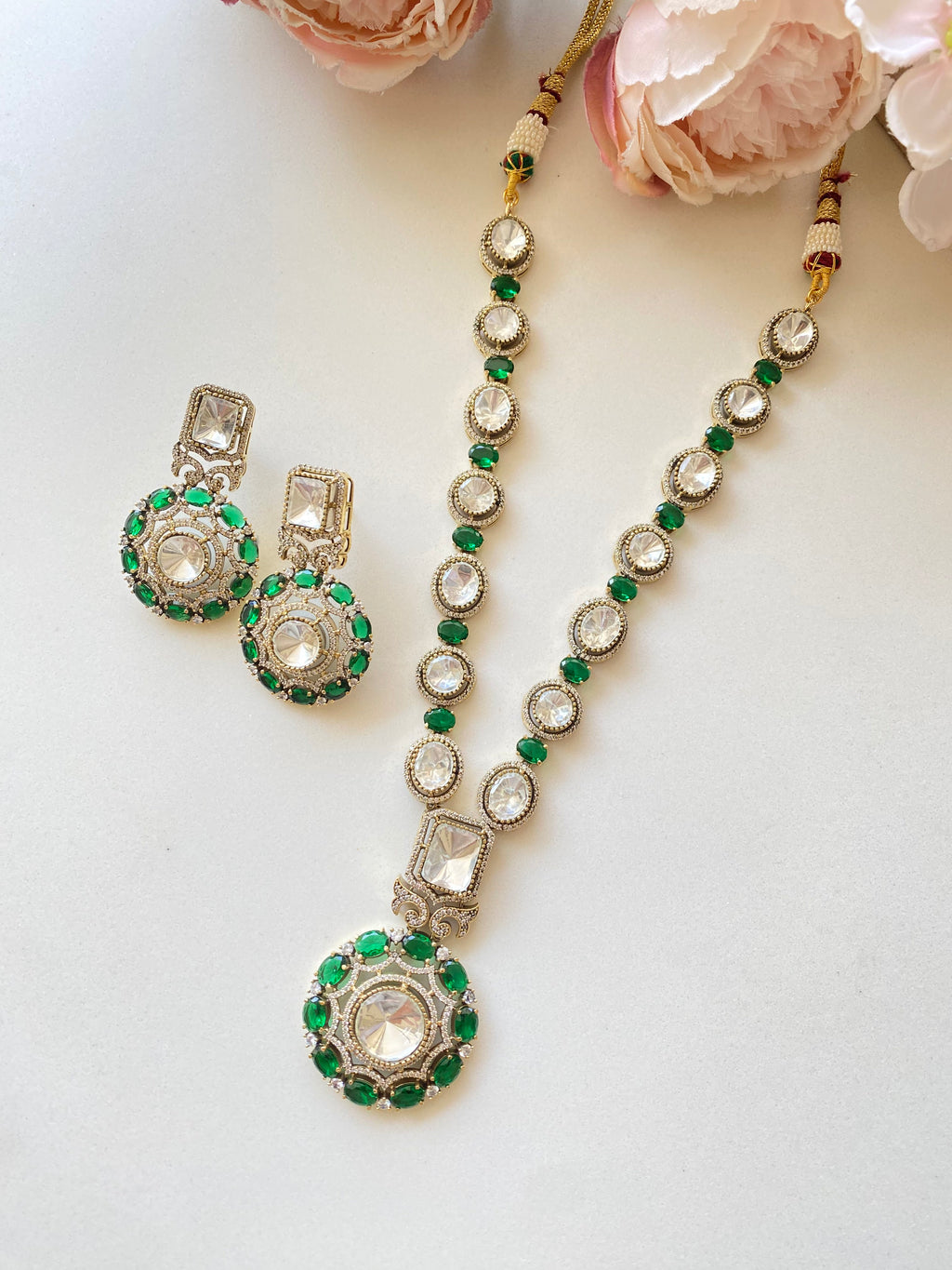 Green Long Necklace set