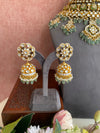Kundan Bridal Necklace Set in mint Drops