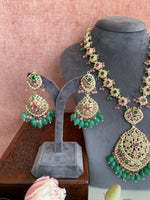 Jadau Necklace with Green Drops