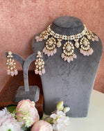 Kundan Necklace set with pink drops