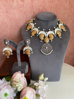 Oxidised necklace set with mother of pearl