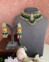 Kundan necklace set with green drops