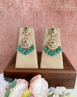 Jadau Earring in Green Beads