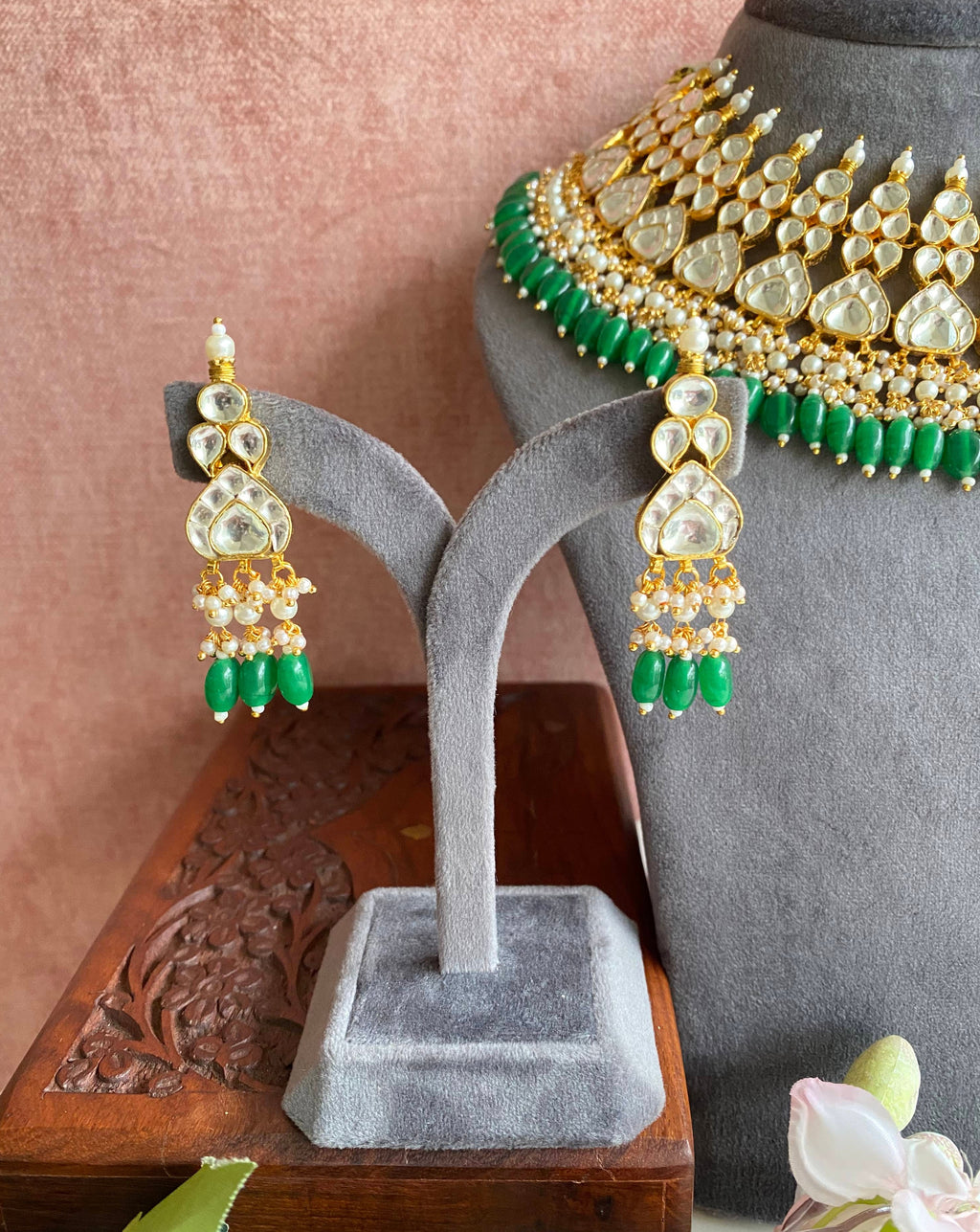 Kundan Bridal set in green drops