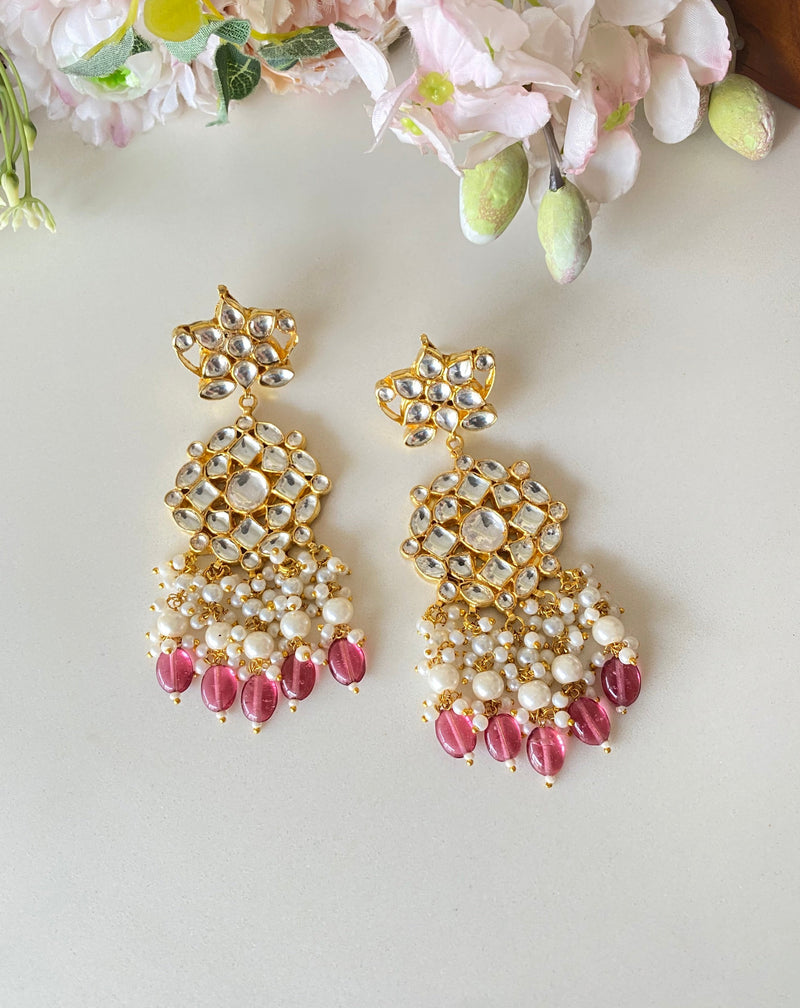 Kundan Earring with red drops
