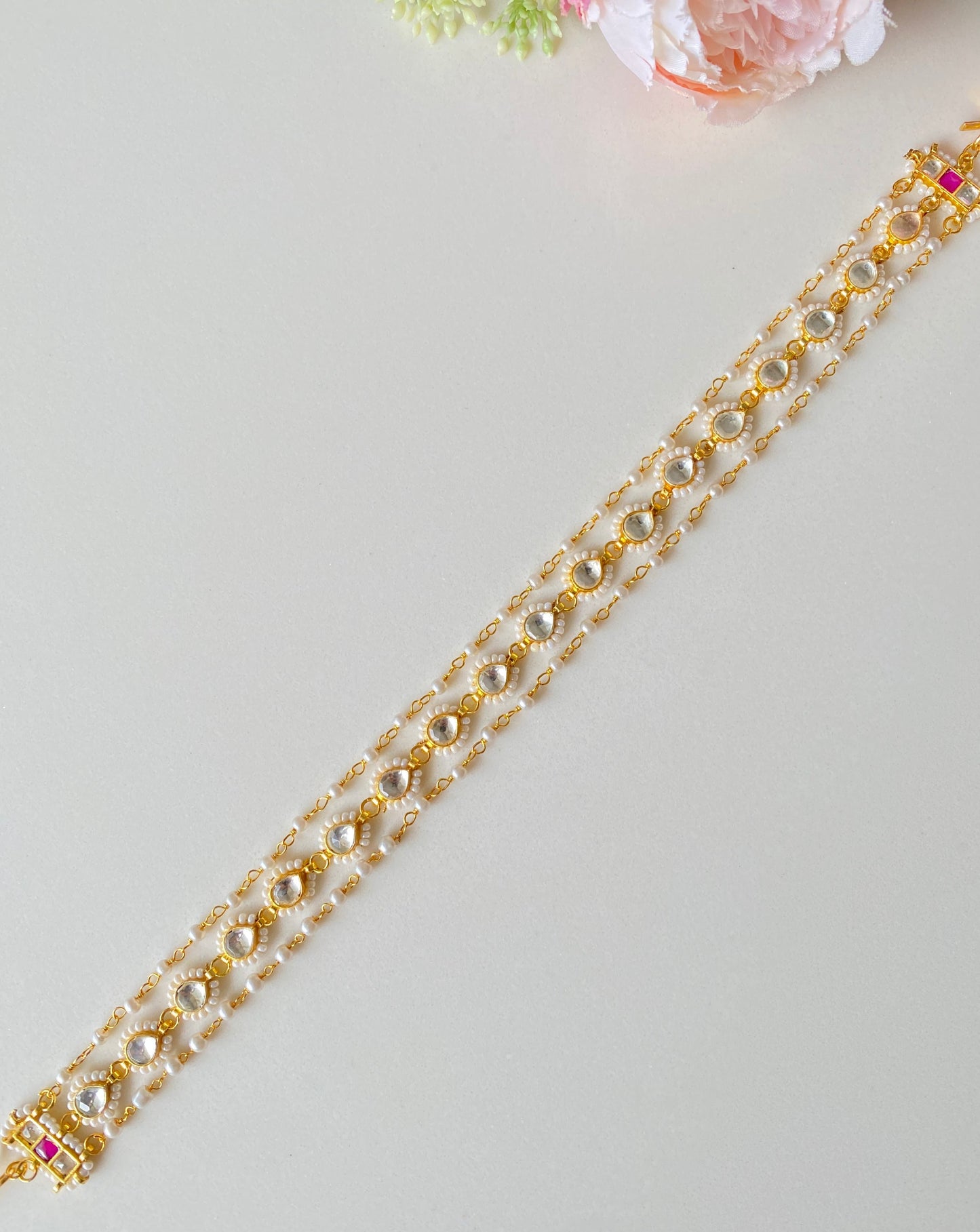 Gold plated Pink Kundan sheeshphool