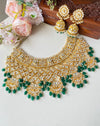 Bridal Kundan Necklace Set in green drops