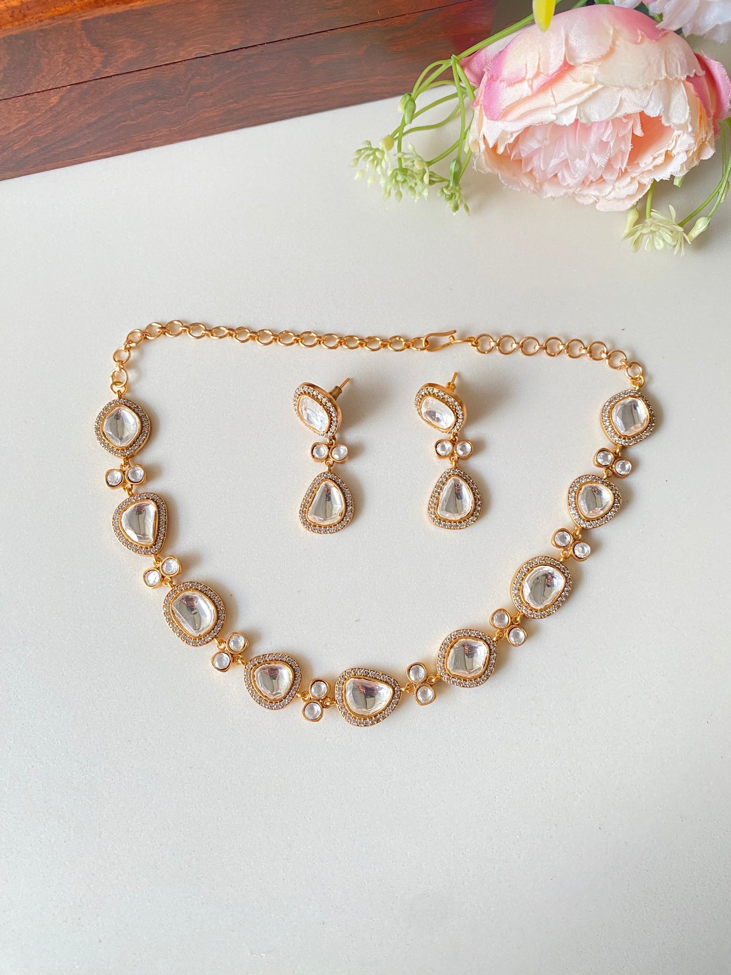 Gold plated Moissanite Choker set