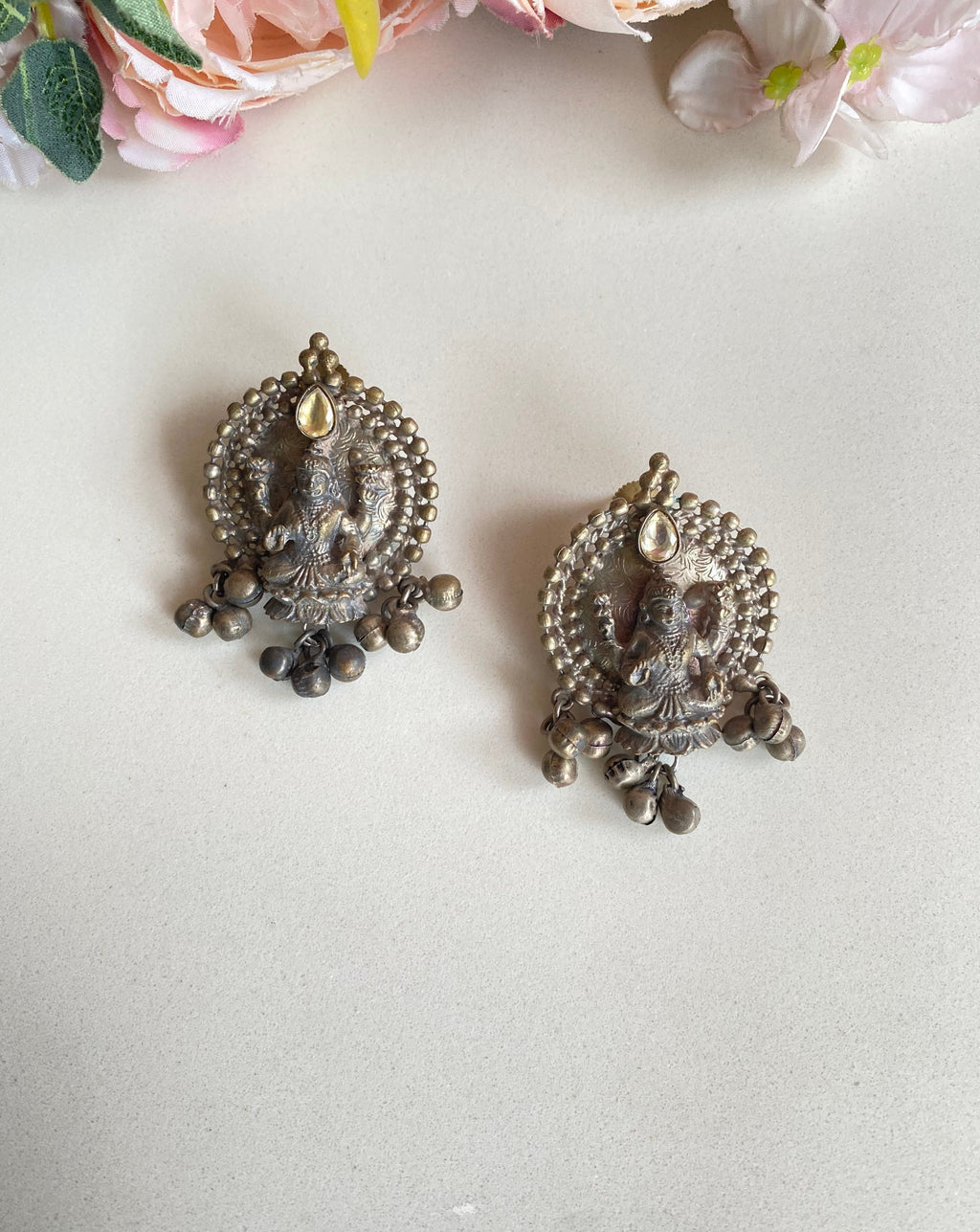 Oxidized temple Earrings