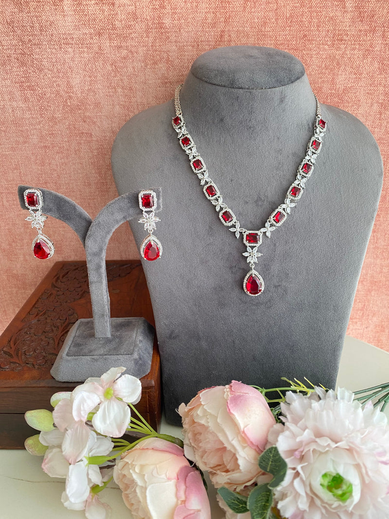 Ruby and Diamond Long Necklace set