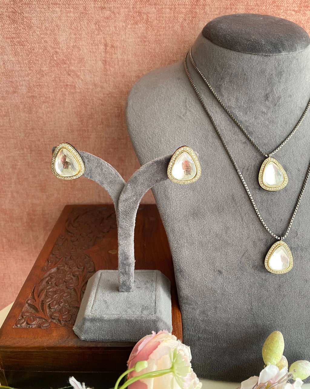Kundan double Pendant with zircon