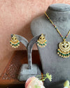 Kundan Pendant in green beads