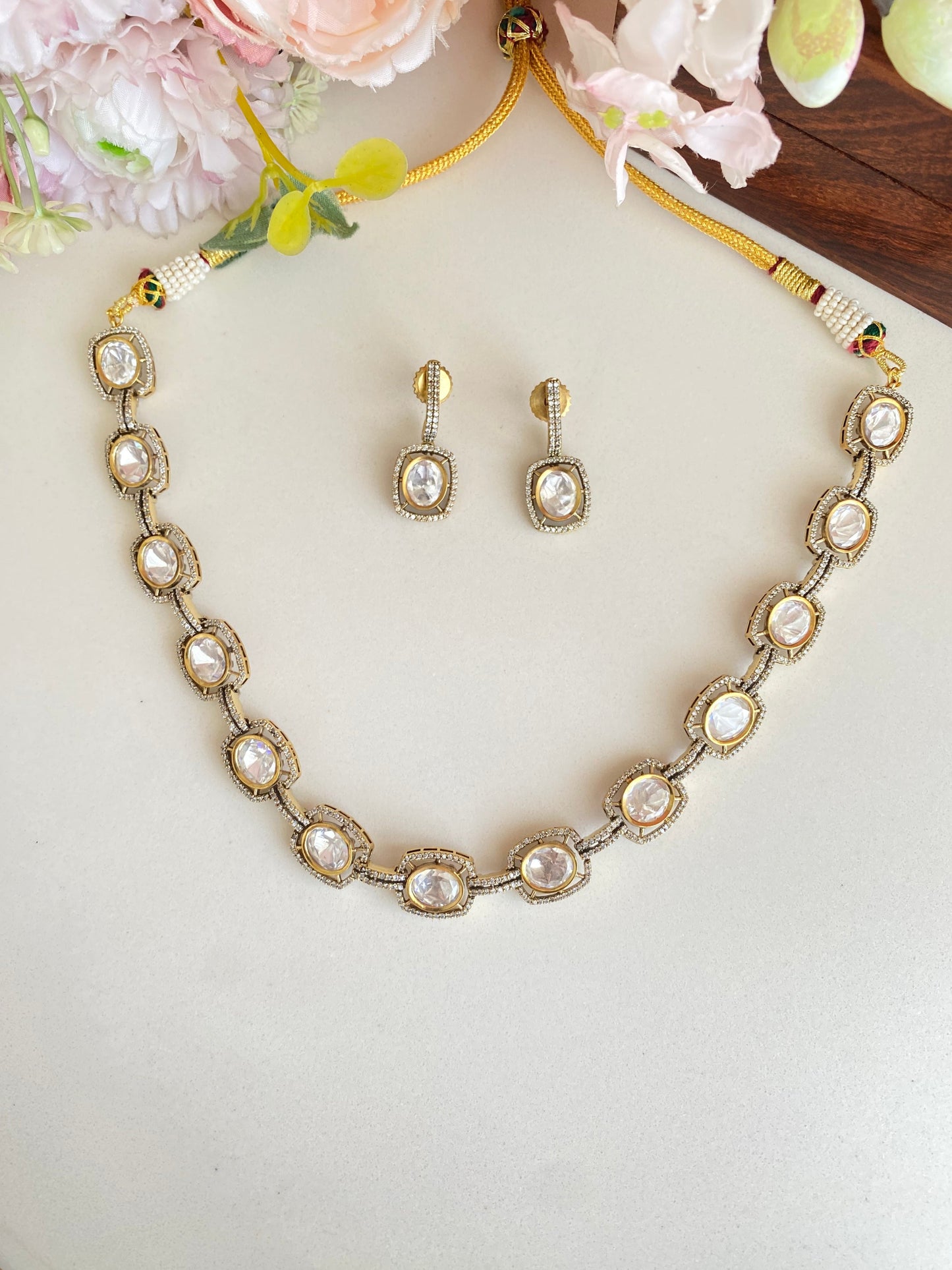 Gold plated Moissanite Choker Set