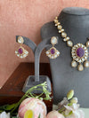 Purple stone long necklace set