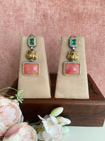 Pink and Green Stone earring
