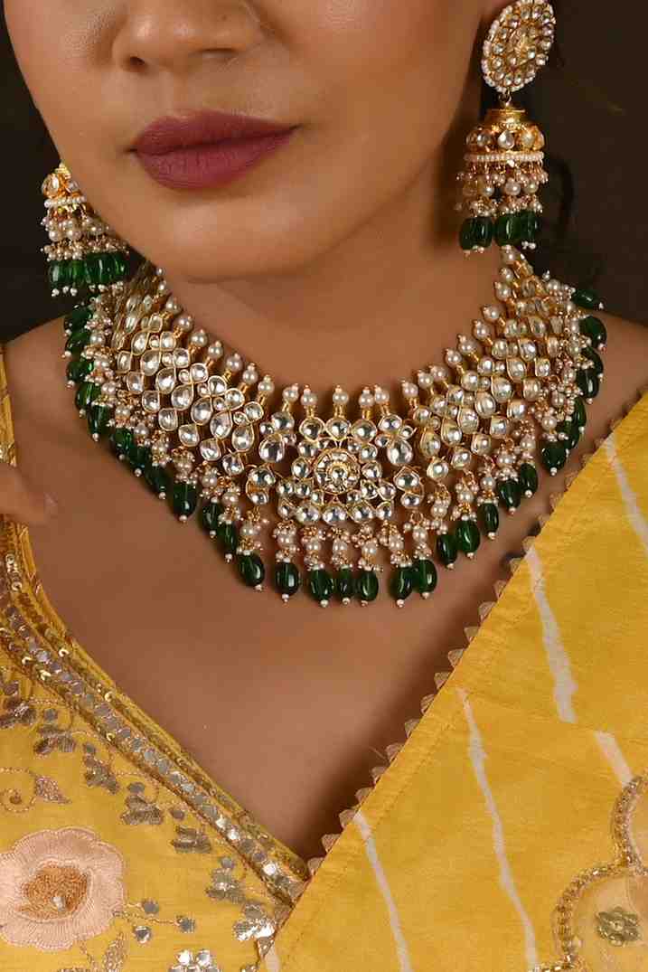 Kundan Gold plated Necklace Set With Jhumka