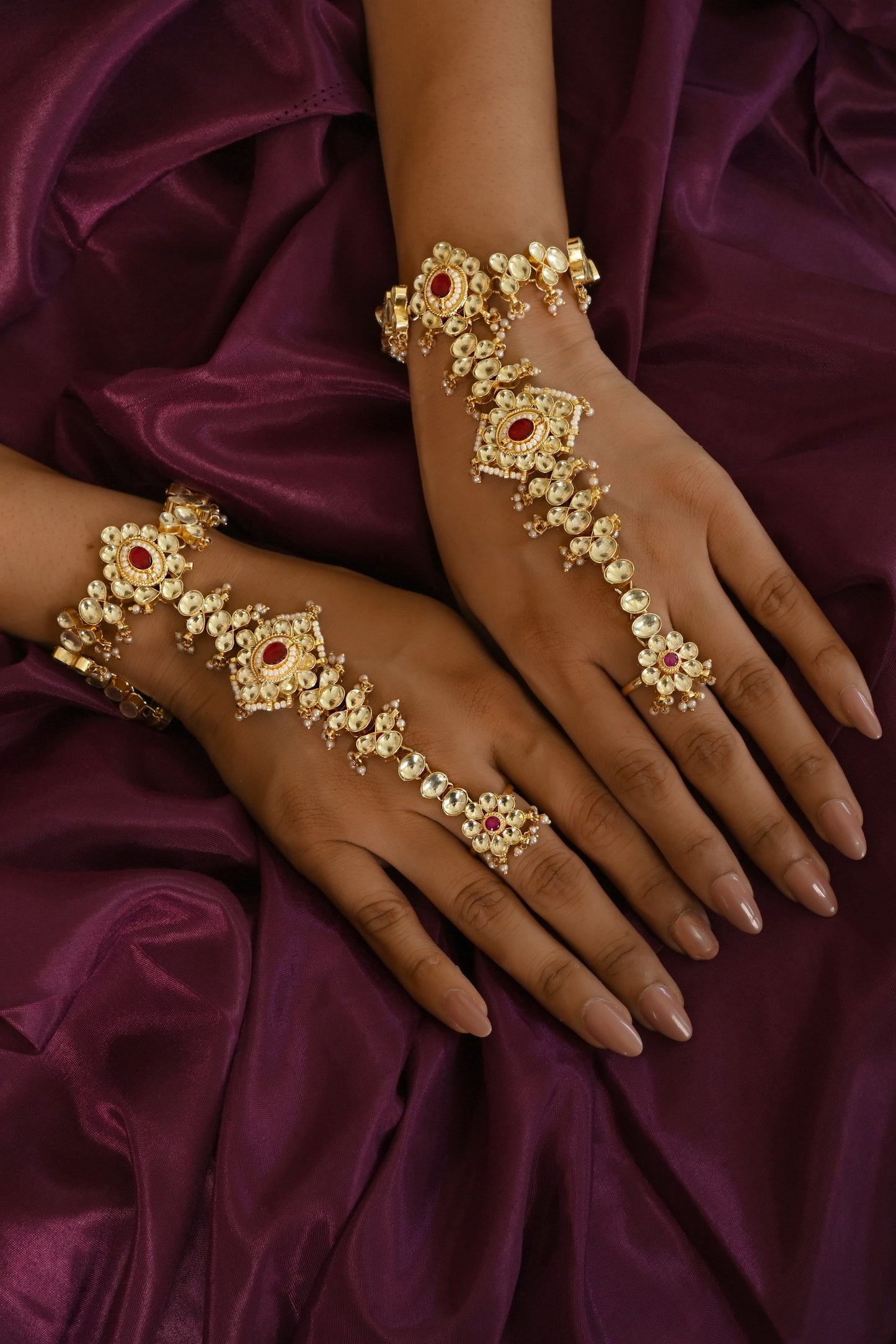 Pink Kundan Hathphool
