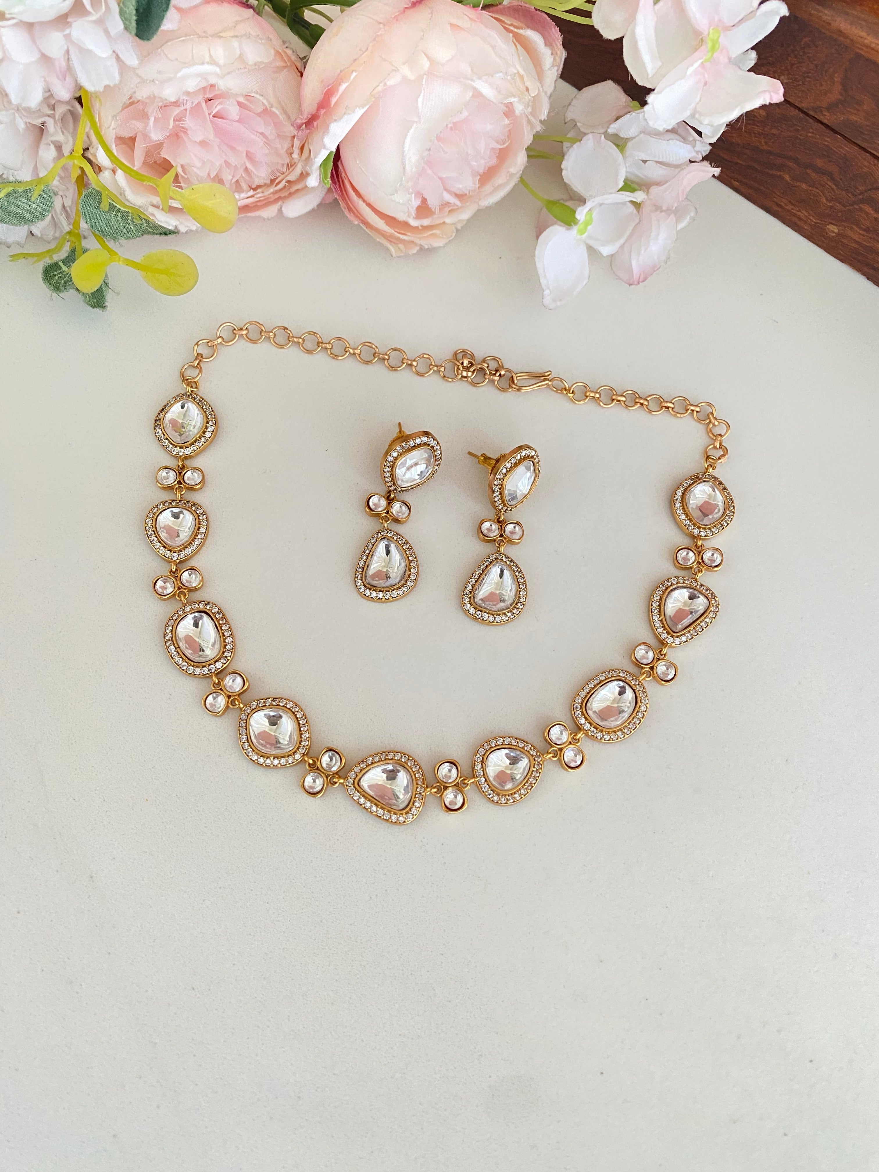 Moissanite Polki Necklace Set