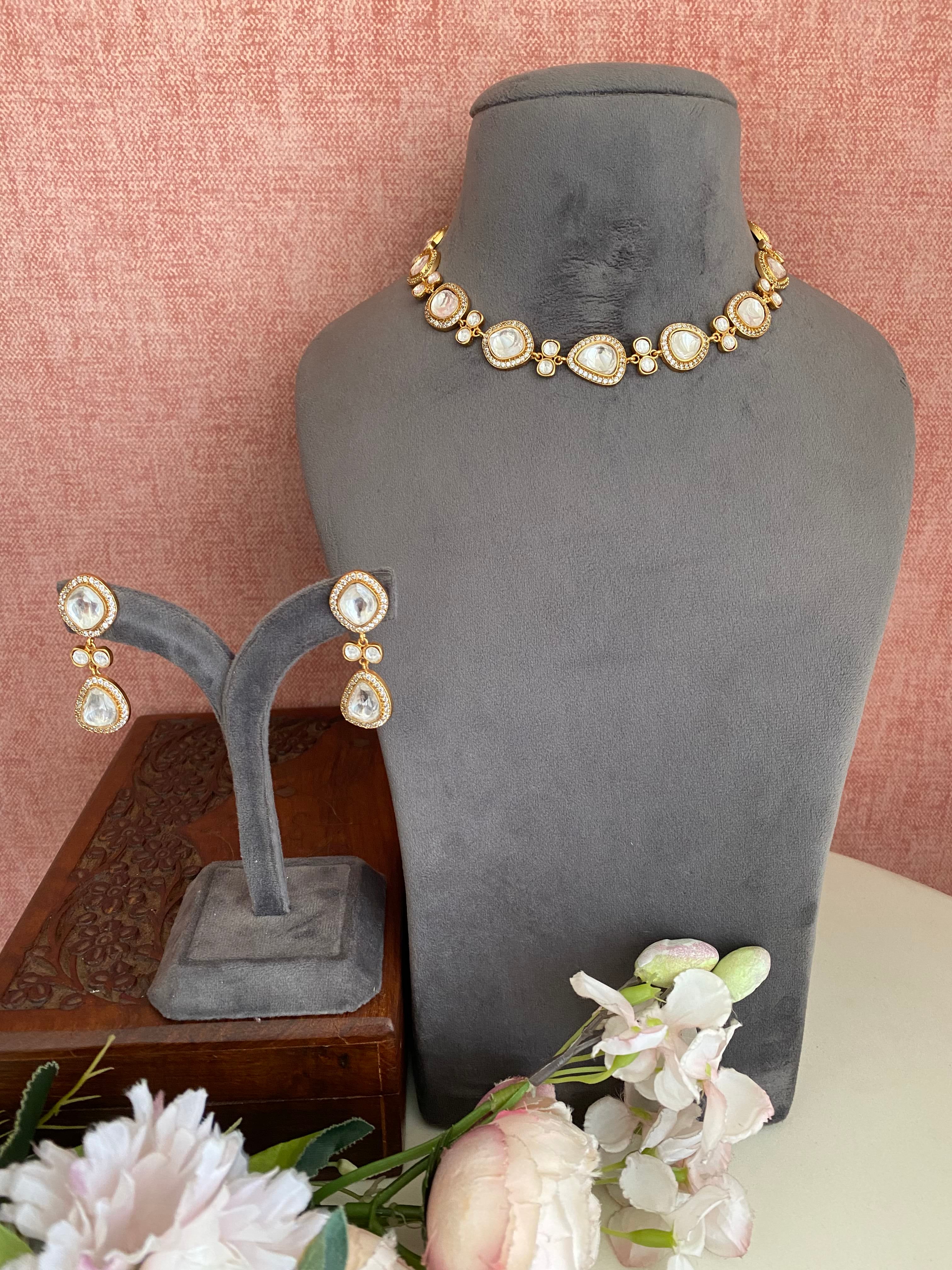 Moissanite Polki Necklace Set