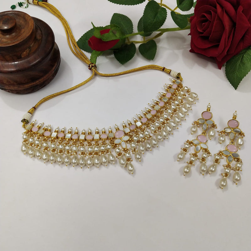 Mother of pearl Pink Necklace Set