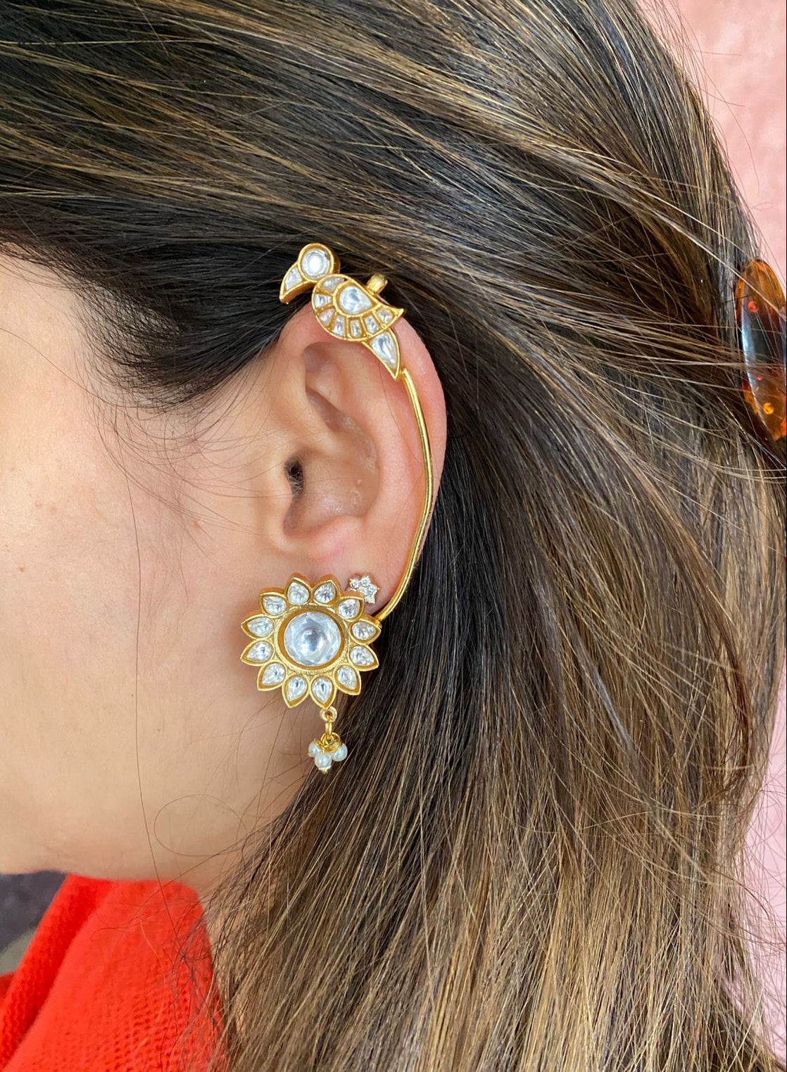 Gold plated Moissanite Ear cuffs