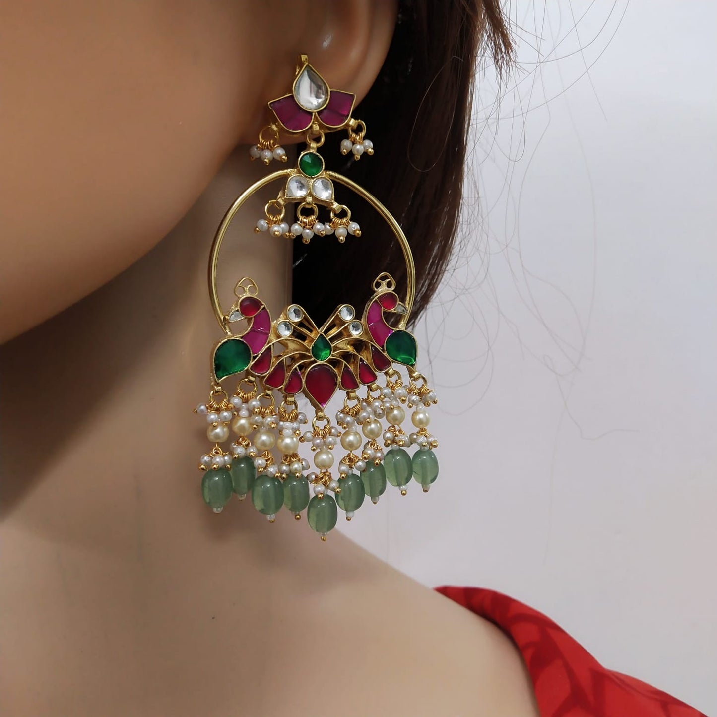 Gold Plated Kundan Long Earring