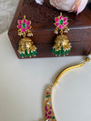Pink and Green Kundan Necklace Set