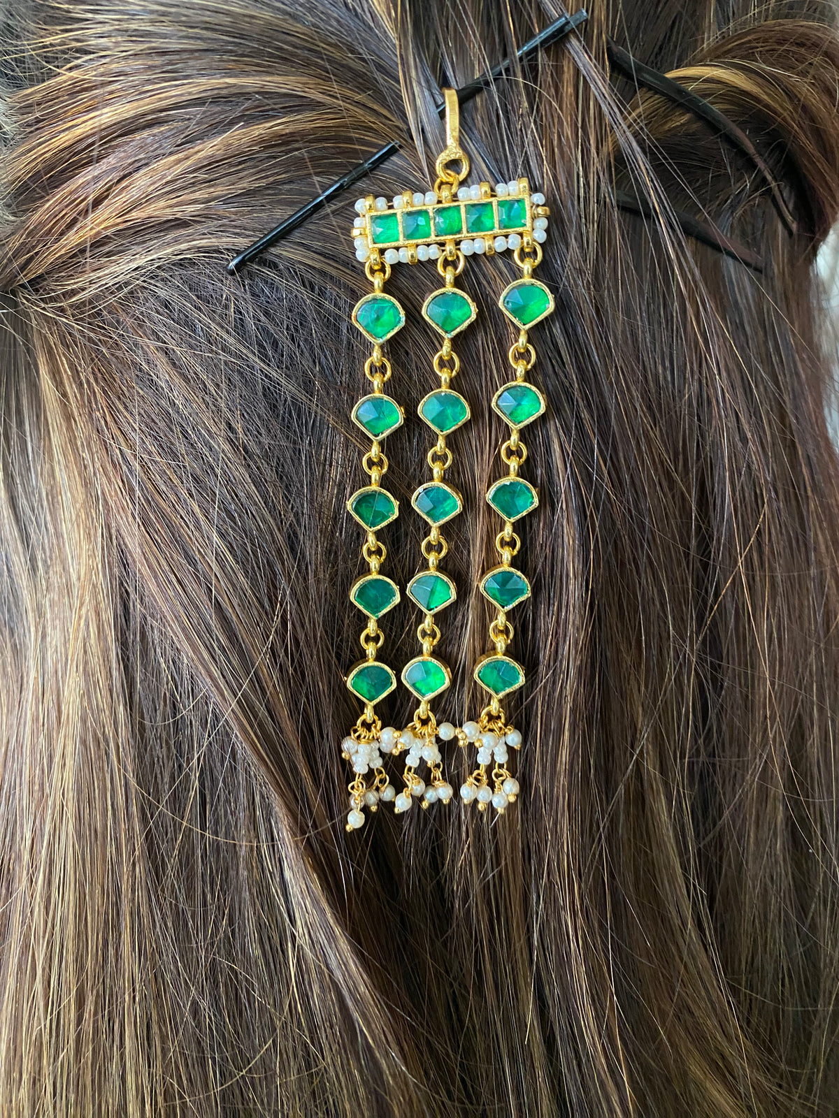 Gold Plated Kundan braid pin