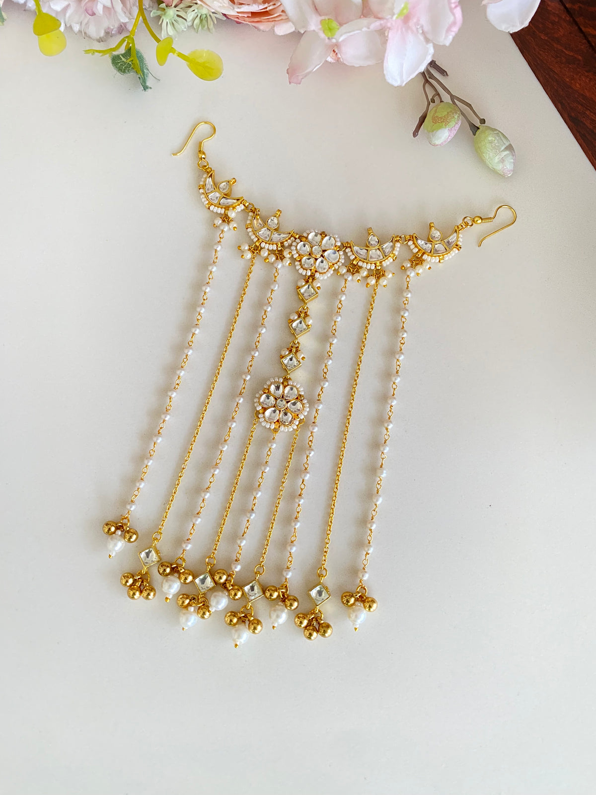 Gold Plated Kundan braid  hair accessory