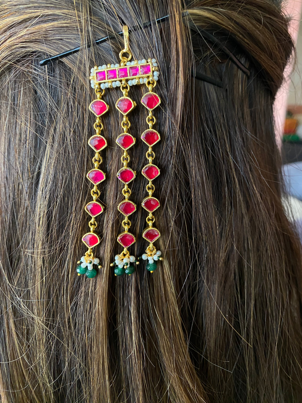 Gold Plated Kundan braid pin