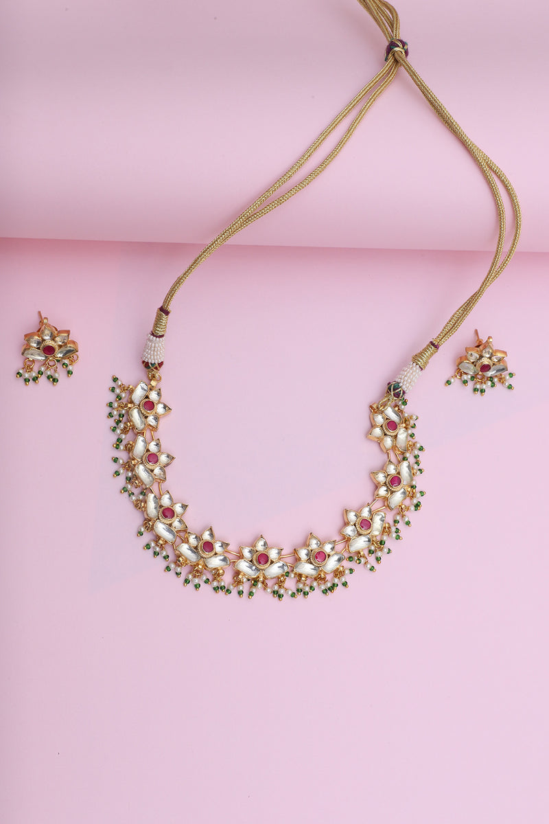 Kundan Lotus necklace set
