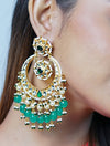 Kundan Earring in green drops