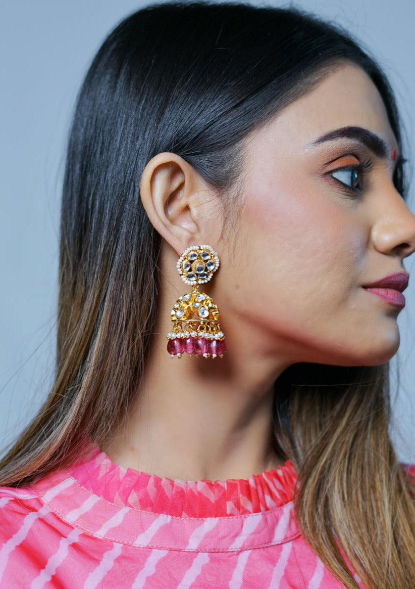 Gold Plated Kundan Jhumka
