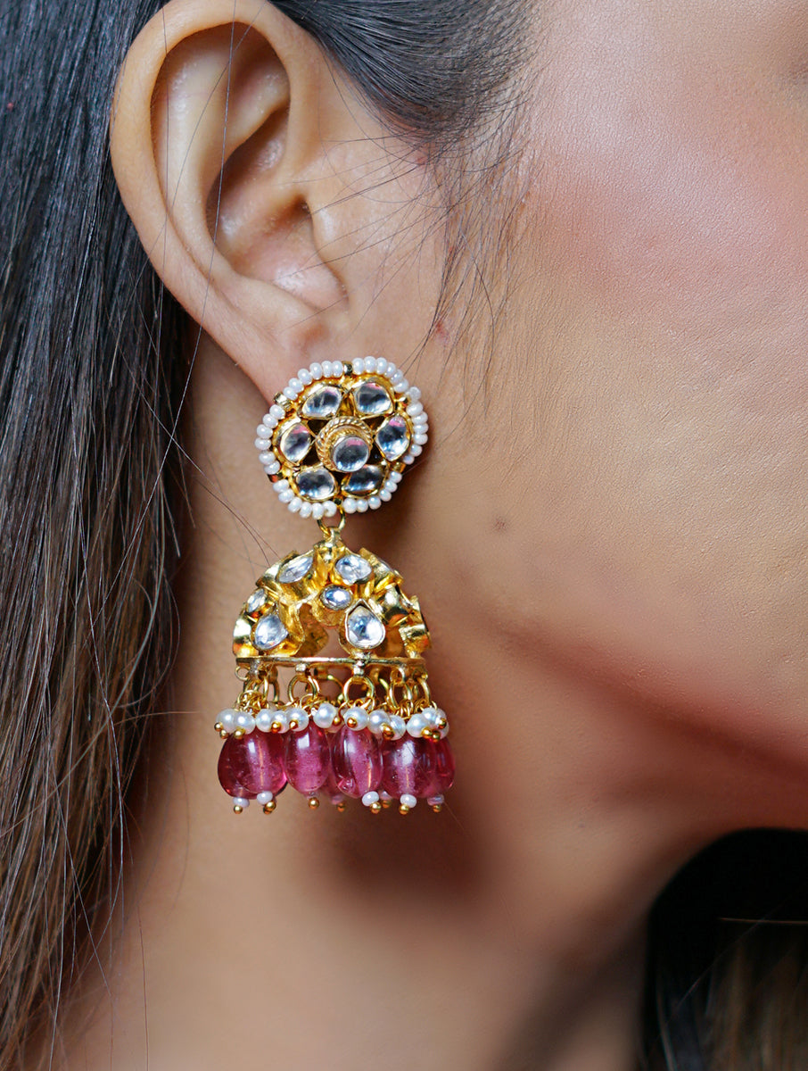 Gold Plated Kundan Jhumka