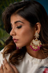 Kundan Earrings with pink drops