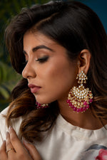 Kundan Earrings with pink drops