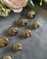 Peacock button set with black meena