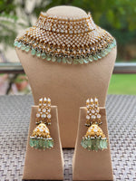 Bridal Necklace set with mint drops