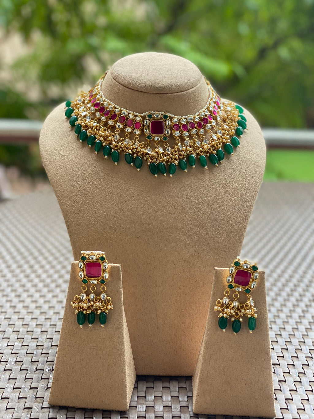 Pink Kundan Necklace set