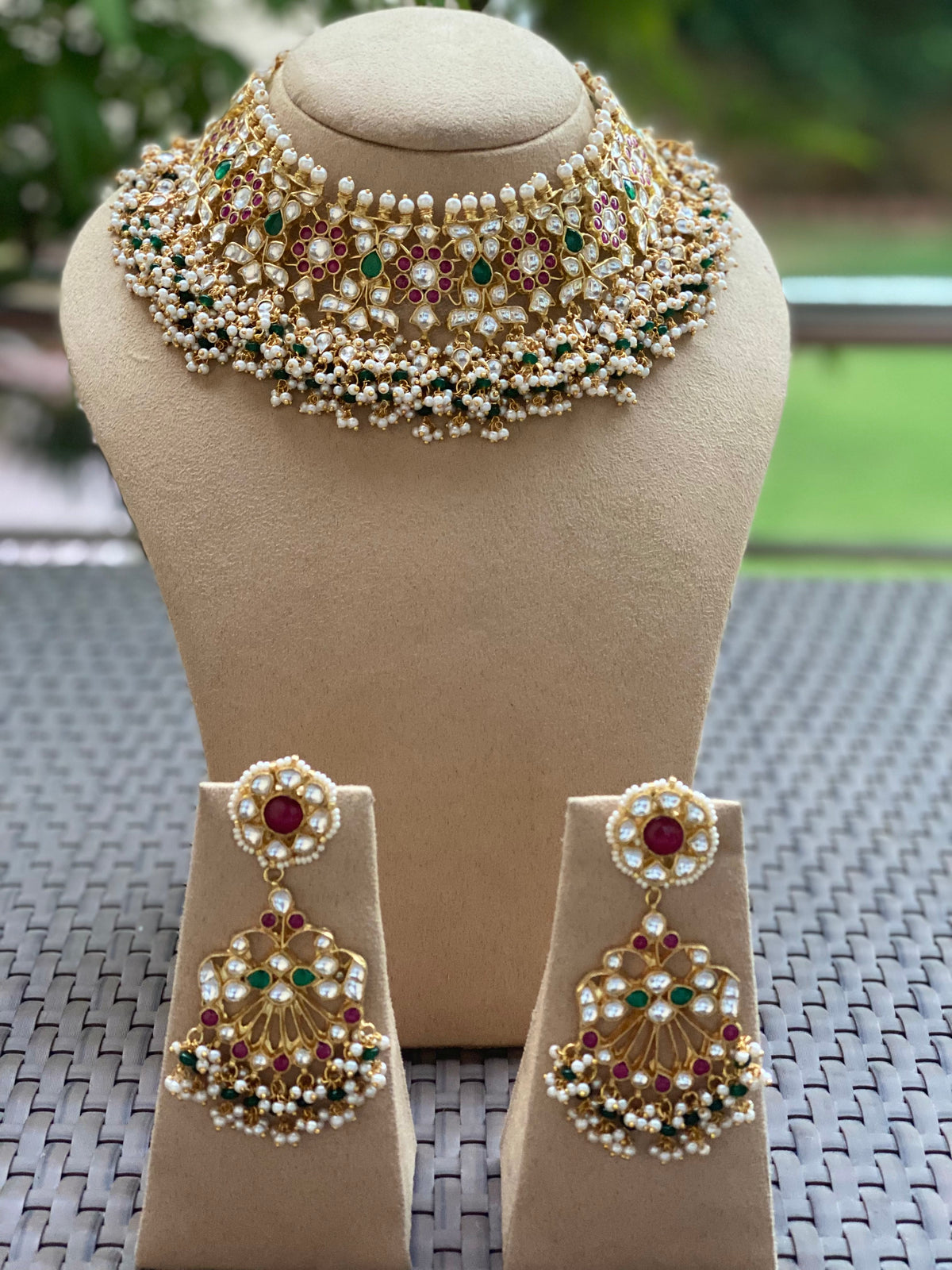 Kundan Gold plated multicolor Bridal Necklace set