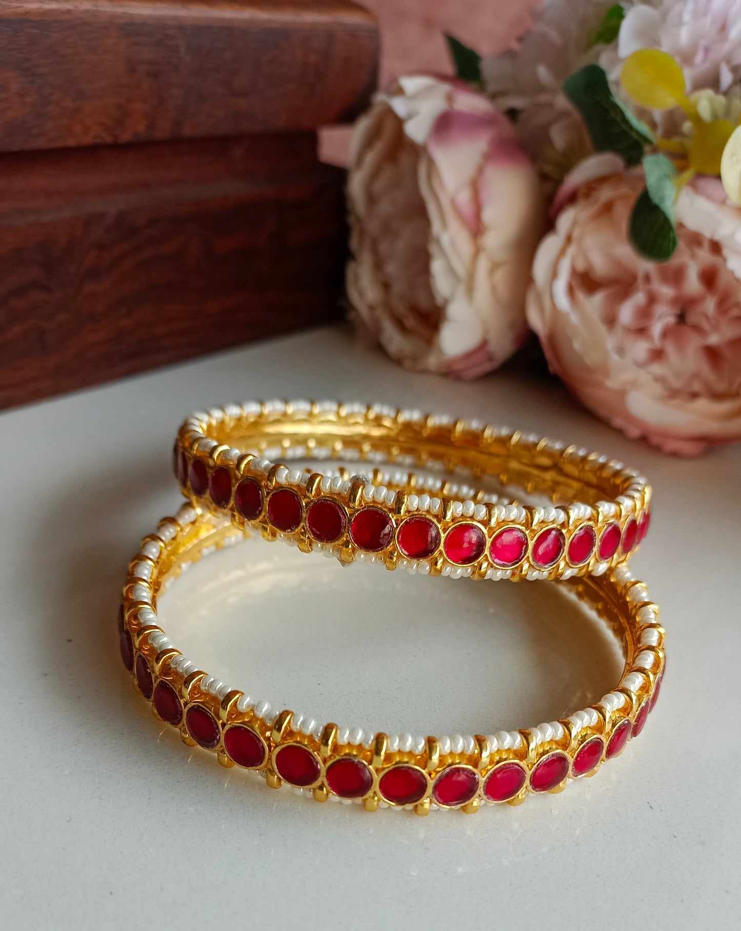 Pink Kundan Bangles