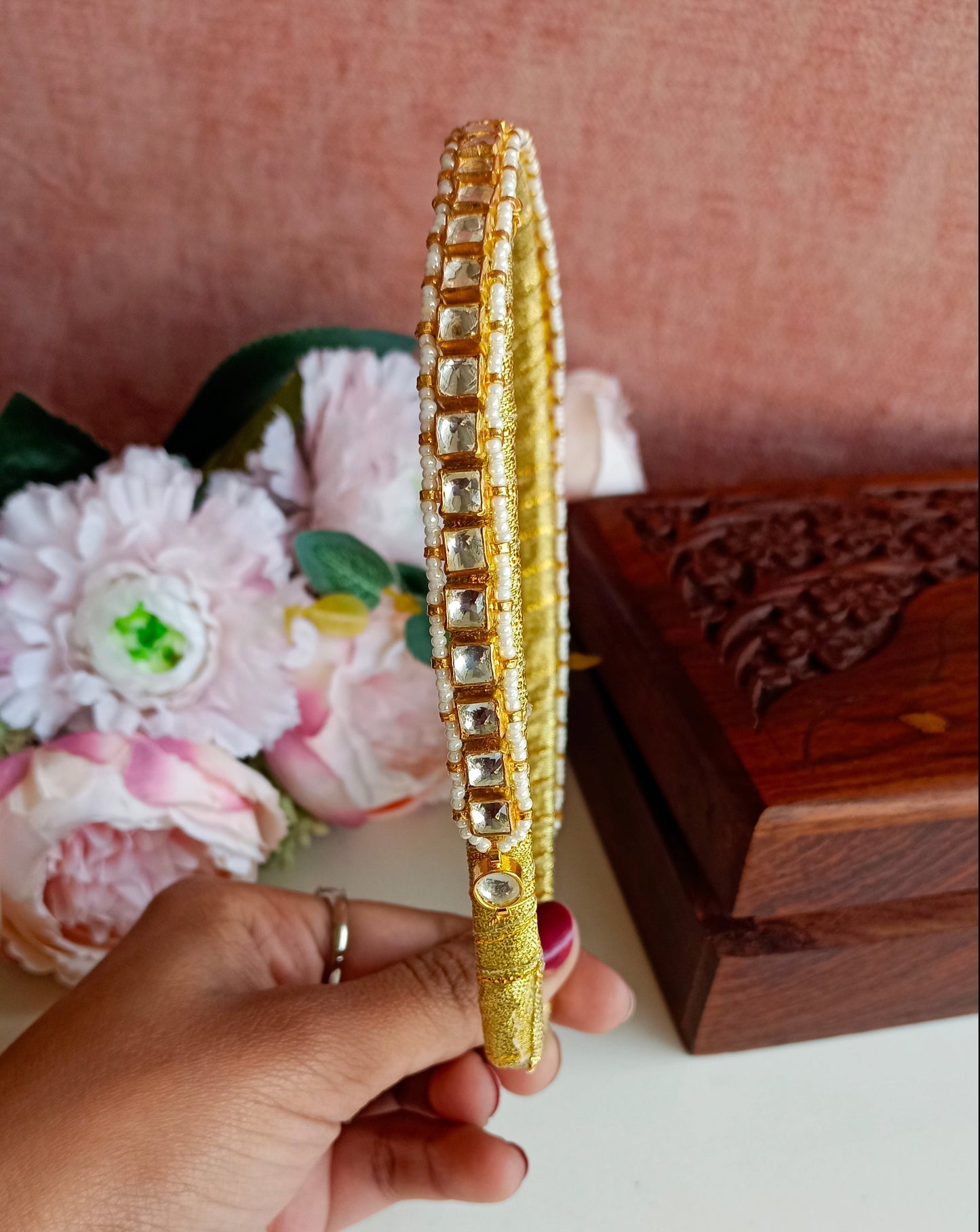 Gold Plated Kundan Hairband