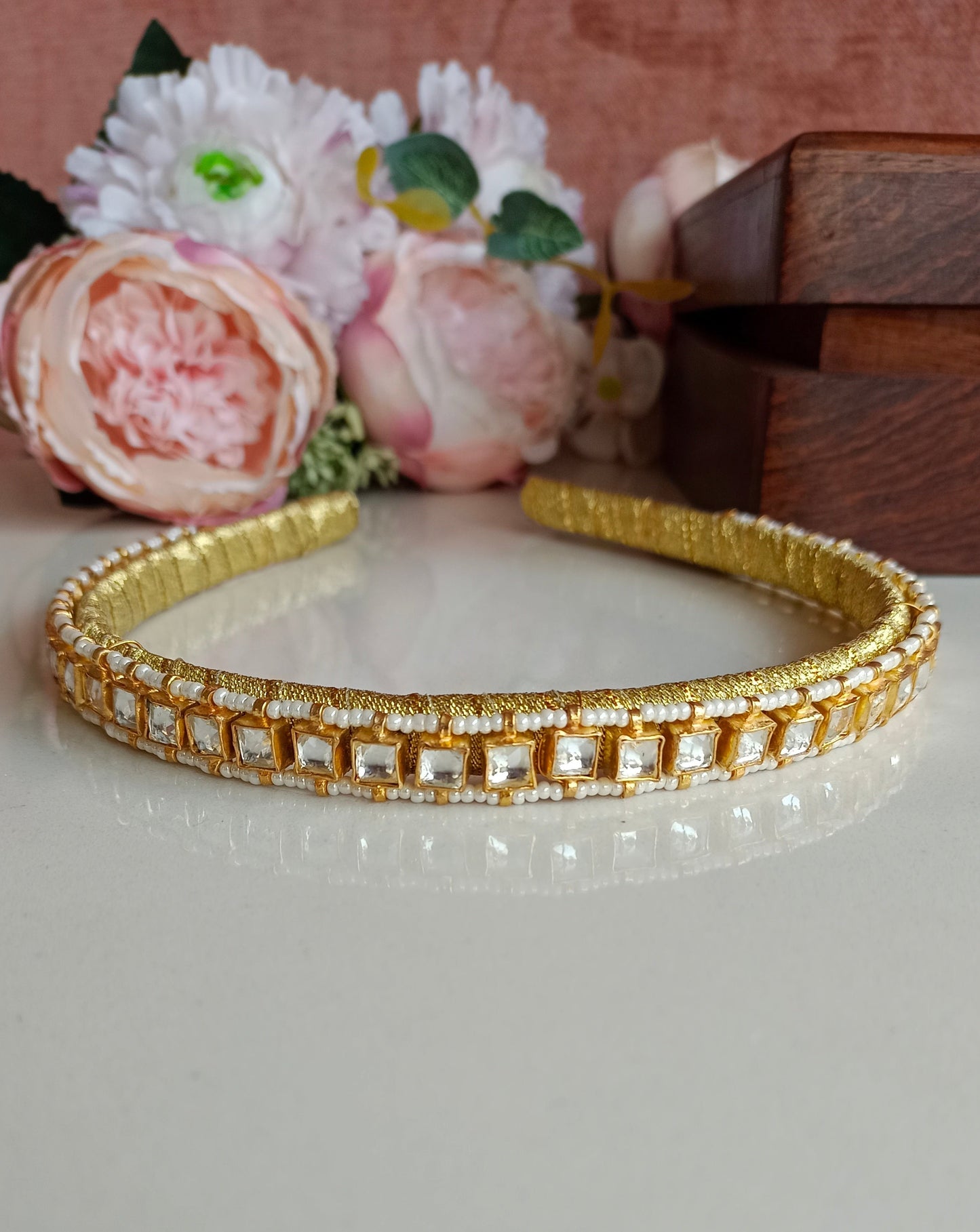 Gold Plated Kundan Hairband