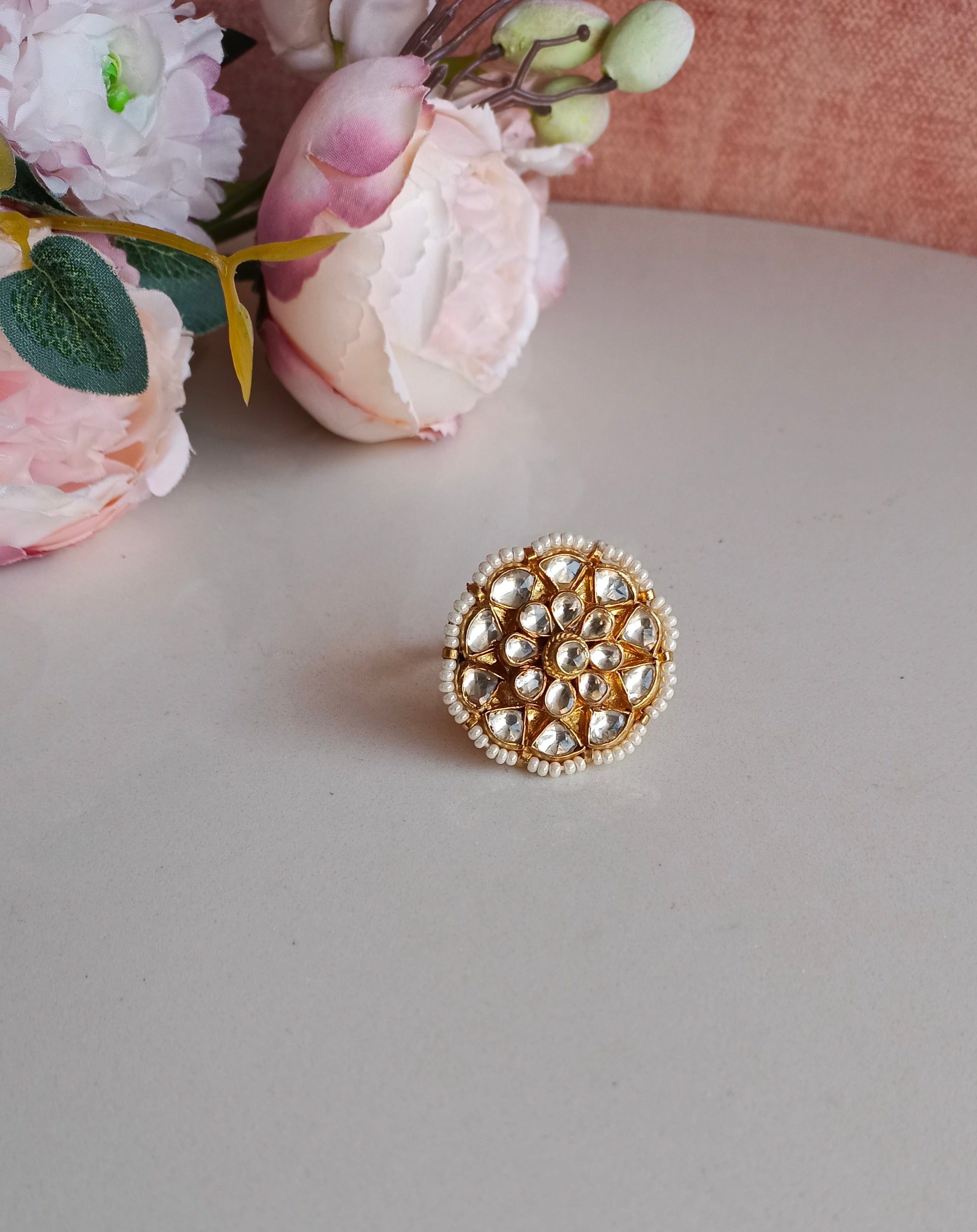 Gold plated Kundan Ring
