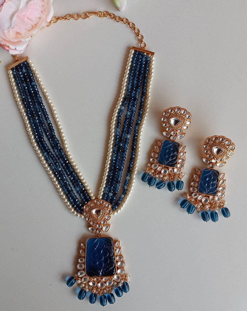 Blue long necklace set