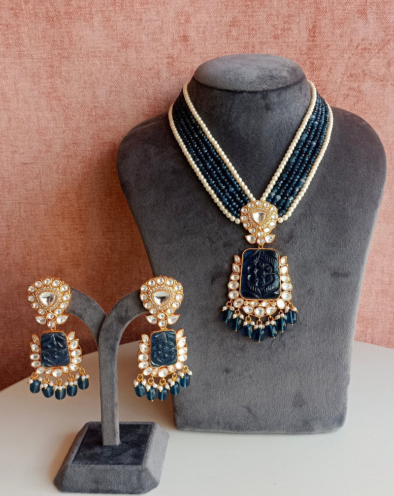 Blue long necklace set